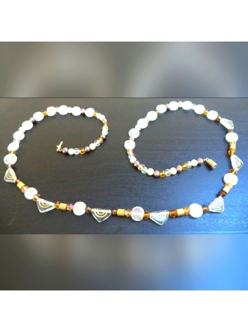 VINTAGE GLASS BEADED 21.5" NECKLACE